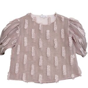 YUMI KIM - SIZE MEDIUM - PINKISH MAUVE - SHEER PUFF SLEEVES BLOUSE TOP B22